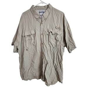 Columbia PFG Mens Vented Fishing Shirt Size XXL Gorpcore Outdoor Lightweight Tan
